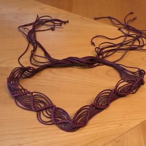 Burgundy braided rope belt